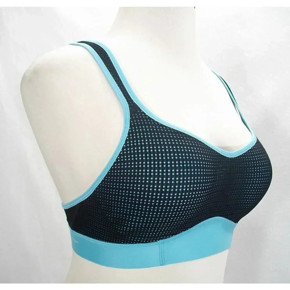 36B Champion Mesh Overlay Wire Free Sports Bra With SmoothTec Band Gray Aqua NWT - Picture 2 of 4